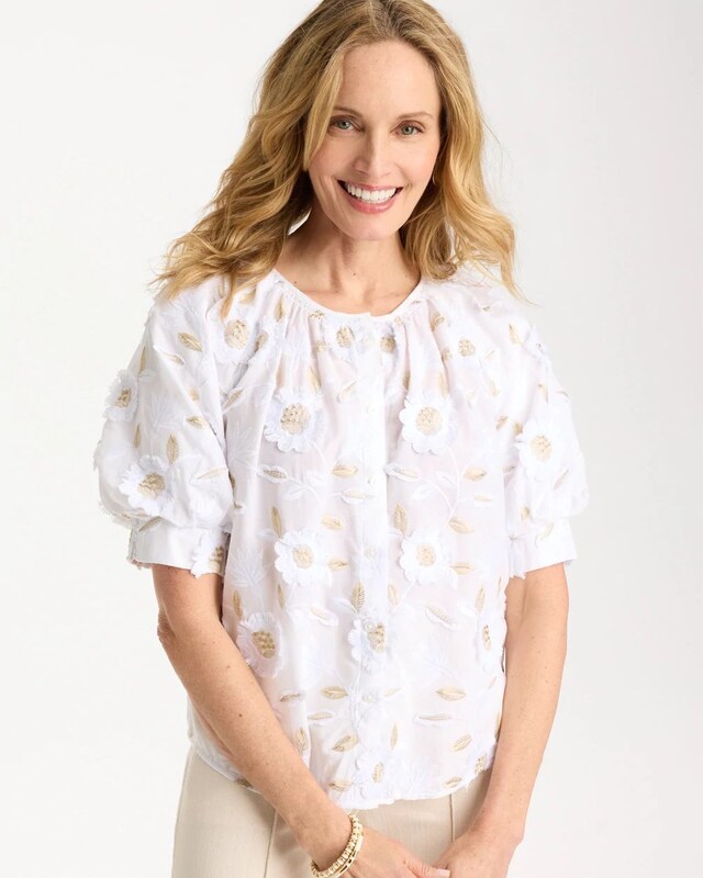 Cotton Metallic Applique Embroidered Top